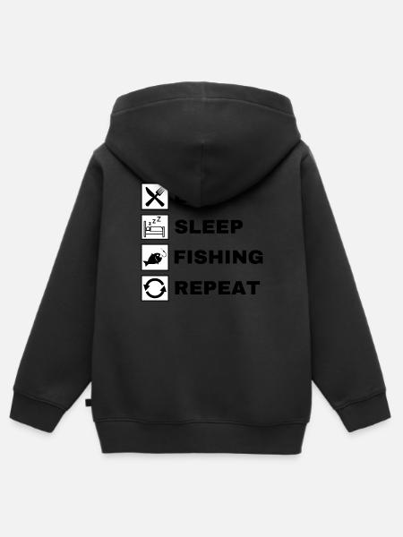 Eat Sleep Fishing Repeat - Kinder Premium Organic Zip Hoodie - Schwarz