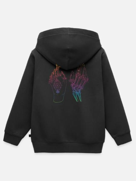 Regenbogen Skelett Hände Boho Gothic - Kinder Premium Organic Zip Hoodie - Schwarz