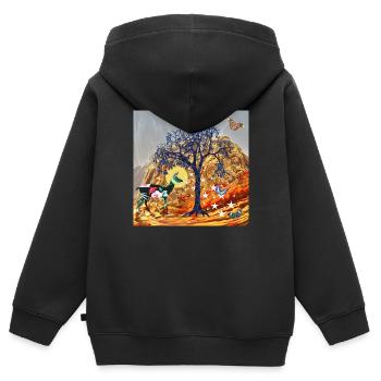 Magischer Baum - Kinder Premium Organic Zip Hoodie - Schwarz - Hinten - AI Model Kid Male (0cm)