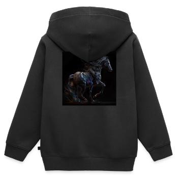 Feuriges Pferd - Kinder Premium Organic Zip Hoodie - Schwarz - Hinten - AI Model Kid Male (0cm)