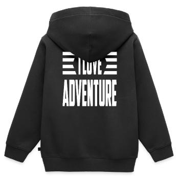 J’aime l’aventure - Sweat Premium à capuche zippé enfant bio - noir - Dos - AI Model Kid Male (0cm)