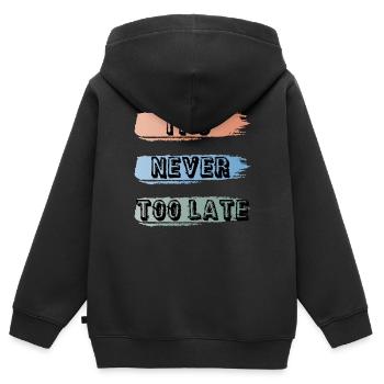 it's never too late - Sweat Premium à capuche zippé enfant bio - noir - Dos - AI Model Kid Male (0cm)