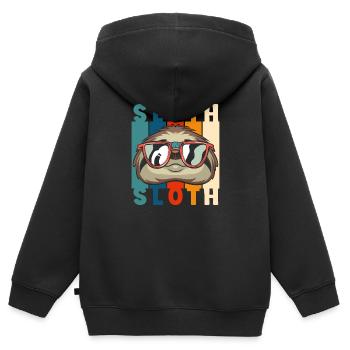 Chillen Rumhängen Gemütlich - Kinder Premium Organic Zip Hoodie - Schwarz - Hinten - AI Model Kid Male (0cm)