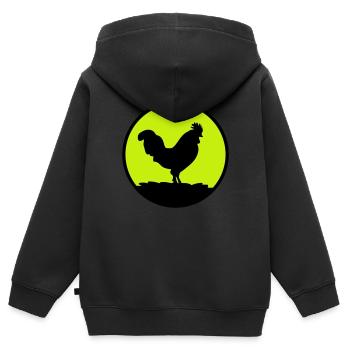 Rooster - Kids Premium Organic Zip-up Hoodie - black - Back - AI Model Kid Male (0cm)