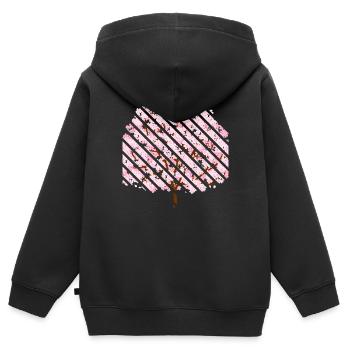 Kirschblüte im Frühling - Kinder Premium Organic Zip Hoodie - Schwarz - Hinten - AI Model Kid Male (0cm)