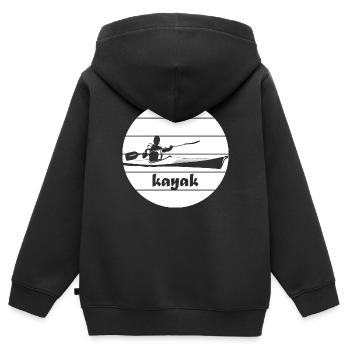 Sports nautiques en kayak - Sweat Premium à capuche zippé enfant bio - noir - Dos - AI Model Kid Male (0cm)