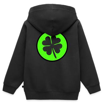 kleeblatt - Kinder Premium Organic Zip Hoodie - Schwarz - Hinten - AI Model Kid Male (0cm)