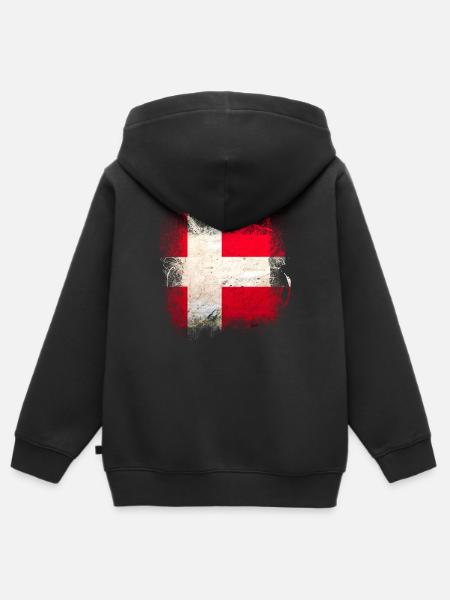 Denemarken Kopenhagen Kopenhagen Deense Scandinavië vlag dansk - Premium børne zip-hættetrøje økologisk - sort