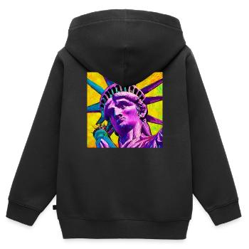 statue de la liberté - Sweat Premium à capuche zippé enfant bio - noir - Dos - AI Model Kid Male (0cm)