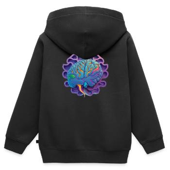 purple brain Geschenk - Kinder Premium Organic Zip Hoodie - Schwarz - Hinten - AI Model Kid Male (0cm)