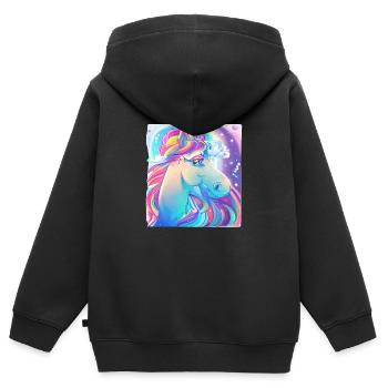 Einhorn Mädchen Fabeltier Einhörner Unicorn - Kinder Premium Organic Zip Hoodie - Schwarz - Hinten - AI Model Kid Male (0cm)
