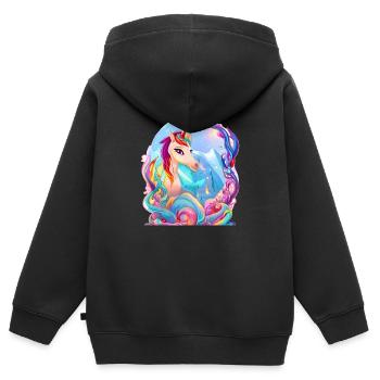 Unicorn Fabeltier Mädchen Einhorn Einhörner - Kinder Premium Organic Zip Hoodie - Schwarz - Hinten - AI Model Kid Male (0cm)