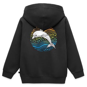 Delfin - Kinder Premium Organic Zip Hoodie - Schwarz - Hinten - AI Model Kid Male (0cm)