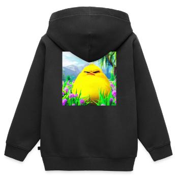 grumpie chick das Originale - Kinder Premium Organic Zip Hoodie - Schwarz - Hinten - AI Model Kid Male (0cm)