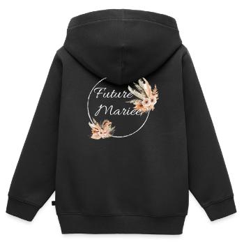 Future mariée floral - Sweat Premium à capuche zippé enfant bio - noir - Dos - AI Model Kid Male (0cm)