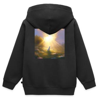 Hund im Himmel - Vierbeiner verlässt die Welt - Kinder Premium Organic Zip Hoodie - Schwarz - Hinten - AI Model Kid Male (0cm)