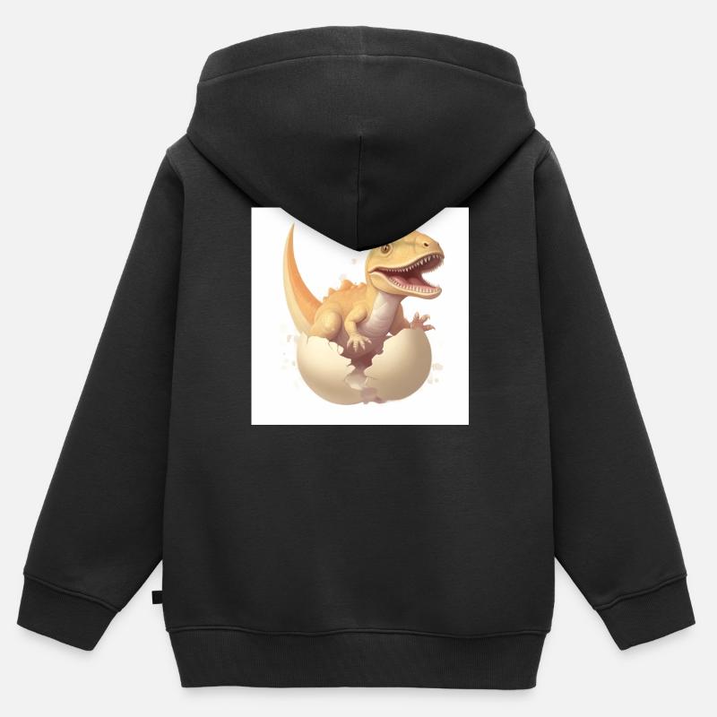 Naissance de Dino - Sweat Premium à capuche zippé enfant bio - noir