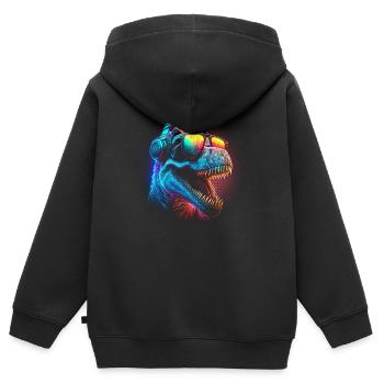 Rad Rex - Kinder Premium Organic Zip Hoodie - Schwarz - Hinten - AI Model Kid Male (0cm)