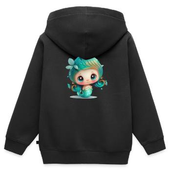 Sirène douce - Sweat Premium à capuche zippé enfant bio - noir - Dos - AI Model Kid Male (0cm)
