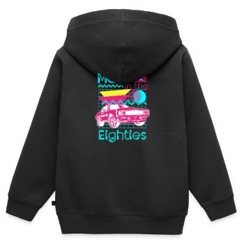 Neon Cool Costume Neon Enseignes - Sweat Premium à capuche zippé enfant bio - noir - Dos - AI Model Kid Male (0cm)