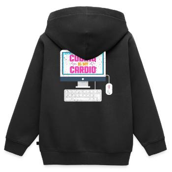Le codage est mon cardio - Sweat Premium à capuche zippé enfant bio - noir - Dos - AI Model Kid Male (0cm)