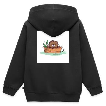 Cute beaver in the bathtub - Kids Premium Organic Zip-up Hoodie - black - Back - AI Model Kid Male (0cm)