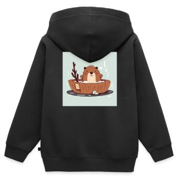 Cute beaver in the bathtub - Kids Premium Organic Zip-up Hoodie - black - Back - AI Model Kid Male (0cm)