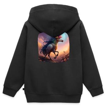 Mythische Hybrid Fantasie Kreatur - Kinder Premium Organic Zip Hoodie - Schwarz - Hinten - AI Model Kid Male (0cm)
