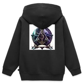 symbole occulte coloré - Sweat Premium à capuche zippé enfant bio - noir - Dos - AI Model Kid Male (0cm)