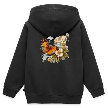 Vintage Flower Butterfly Ur-Tshirt - Kinder Premium Organic Zip Hoodie - Schwarz - Hinten - AI Model Kid Male (0cm)