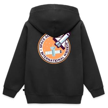 Space Academy International Vintage Farbe - Kinder Premium Organic Zip Hoodie - Schwarz - Hinten - AI Model Kid Male (0cm)