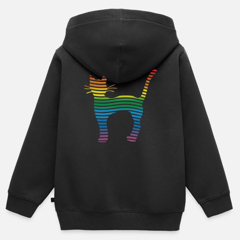 Chat - Sweat Premium à capuche zippé enfant bio - noir