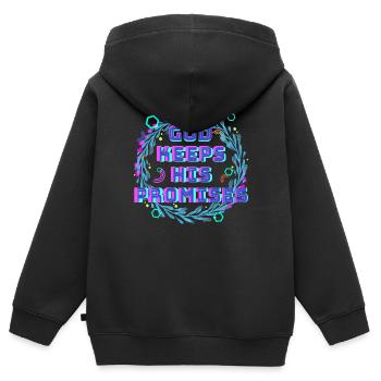 Dieu tient ses promesses 2 - Sweat Premium à capuche zippé enfant bio - noir - Dos - AI Model Kid Male (0cm)