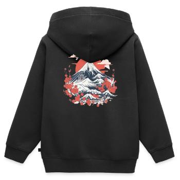 Folklore japonais - Sweat Premium à capuche zippé enfant bio - noir - Dos - AI Model Kid Male (0cm)