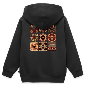Folklore africain - Sweat Premium à capuche zippé enfant bio - noir - Dos - AI Model Kid Male (0cm)