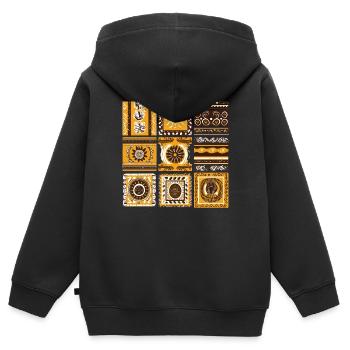 Folklore africain - Sweat Premium à capuche zippé enfant bio - noir - Dos - AI Model Kid Male (0cm)