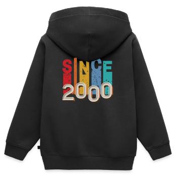 Since 2000 retro - Sweat Premium à capuche zippé enfant bio - noir - Dos - AI Model Kid Male (0cm)