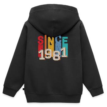 Since 1981 retro - Sweat Premium à capuche zippé enfant bio - noir - Dos - AI Model Kid Male (0cm)
