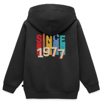 Since 1977 retro - Sweat Premium à capuche zippé enfant bio - noir - Dos - AI Model Kid Male (0cm)