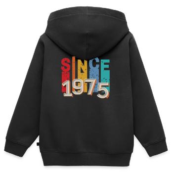 Since 1975 retro - Sweat Premium à capuche zippé enfant bio - noir - Dos - AI Model Kid Male (0cm)
