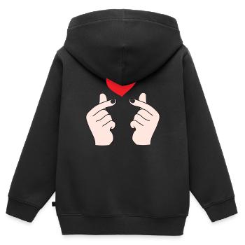 Cœurs de doigts 5 - Sweat Premium à capuche zippé enfant bio - noir - Dos - AI Model Kid Male (0cm)