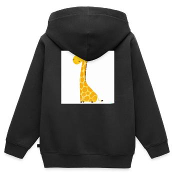 Illustrations animalières pour enfants bébé girafe - Sweat Premium à capuche zippé enfant bio - noir - Dos - AI Model Kid Male (0cm)