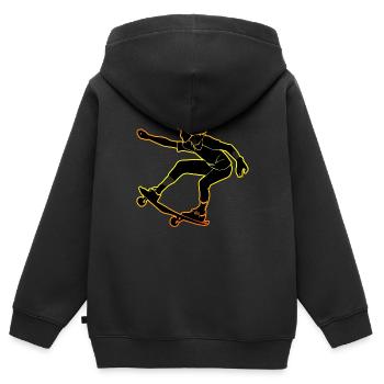 Skateboard - Kinder Premium Organic Zip Hoodie - Schwarz - Hinten - AI Model Kid Male (0cm)