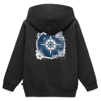 Old nautical chart - Kids Premium Organic Zip-up Hoodie - black - Back - AI Model Kid Male (0cm)