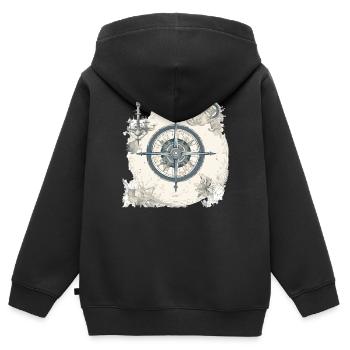 Old nautical chart - Kids Premium Organic Zip-up Hoodie - black - Back - AI Model Kid Male (0cm)