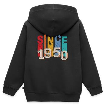 Since 1950 retro - Sweat Premium à capuche zippé enfant bio - noir - Dos - AI Model Kid Male (0cm)