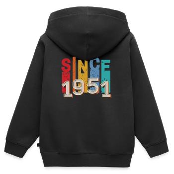 Since 1951 retro - Sweat Premium à capuche zippé enfant bio - noir - Dos - AI Model Kid Male (0cm)