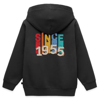Since 1955 retro - Sweat Premium à capuche zippé enfant bio - noir - Dos - AI Model Kid Male (0cm)
