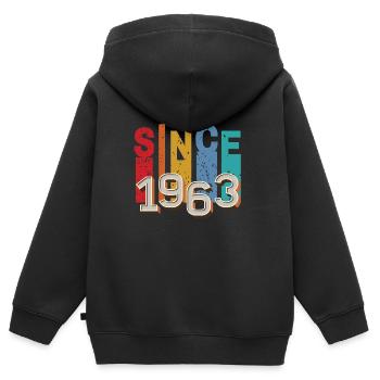 Since 1960 retro - Sweat Premium à capuche zippé enfant bio - noir - Dos - AI Model Kid Male (0cm)