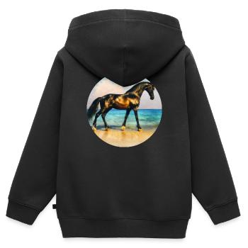 Golden black stallion - Kids Premium Organic Zip-up Hoodie - black - Back - AI Model Kid Male (0cm)